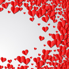 Valentines Day card with cut paper hearts