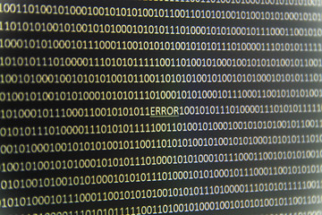 the word Error in Binary Code