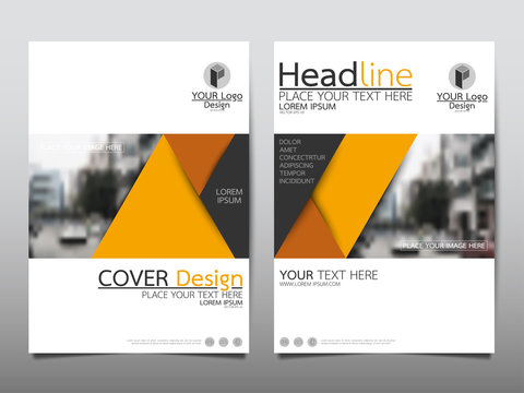 Yellow triangle flyer cover business brochure vector design, Leaflet advertising abstract background, Modern poster magazine layout template, Annual report for presentation.