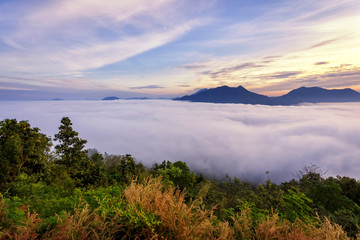 Landscape lot of fog Phu Thok Mountain at Chiang Khan ,Loei Prov
