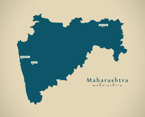 Modern Map - Maharashtra IN India federal state illustration