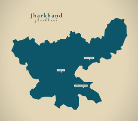 Modern Map - Jharkhand IN India federal state illustration