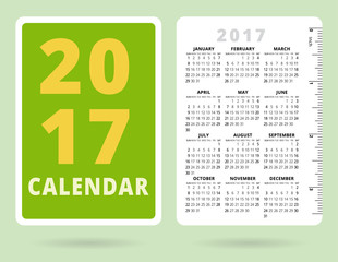 Pocket Calendar 2017 with inch ruler