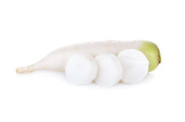 raw Japanese radish on white background