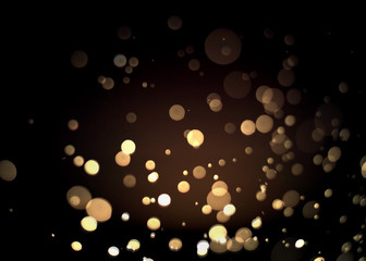 Abstract gold bokeh with black background
