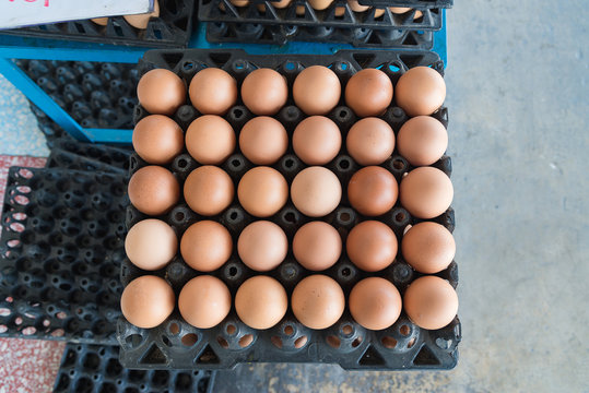 Eggs from chicken farm in the package that preserved for sale.