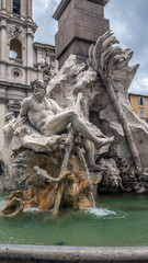 Fototapeta na wymiar Rome, Fountain of the Four Rivers./Fountain of the Four Rivers - one of the most famous fountains in Rome. Located on the Piazza Navona . Erected in 1648-1651 years. designed by Bernini.