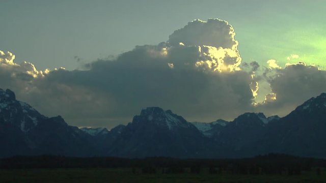 Evening Shower Cloud over Grand Tetons