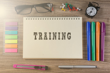 TRAINING word on notebook.