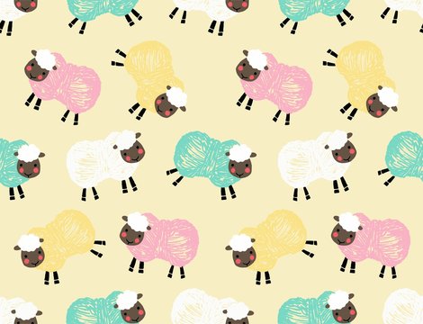 Sheep vector seamless pattern