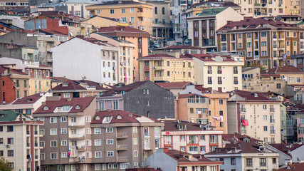 Istanbul, Turkey - November 14, 2016:  View of mass residential houses in Istanbul