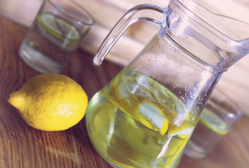 fresh Lemonade in glass lemon