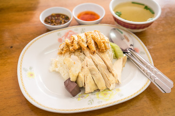 Thai style hainanese chicken rice