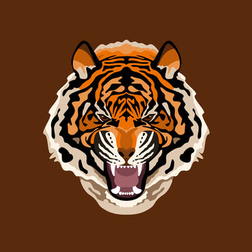 tiger face vector illustration style Flat