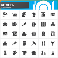 Kitchen vector icons set, modern solid symbol collection, pictogram pack isolated on white, Signs, logo illustration