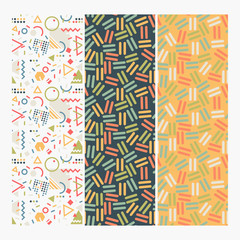 Seamless Memphis Design Pattern Set