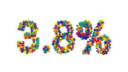 Dynamic rainbow colored 3.8 percent icon