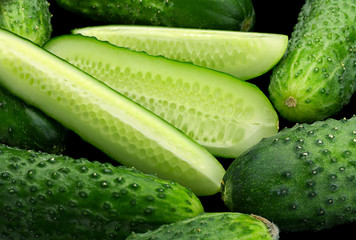 Cucumber vegetable on black