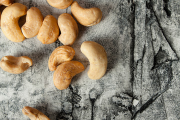 Roasted cashews close up