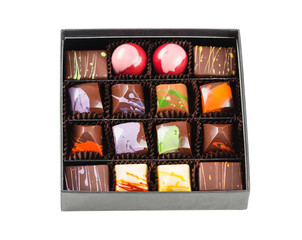 Chocolate candies in a box