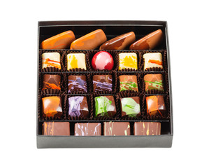 Chocolate candies in a box
