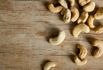 Roasted cashews close up
