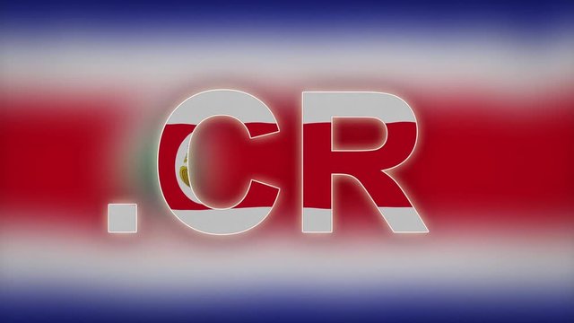 CR - internet domain of Costa Rica...Typing top-level domain ".CR" against blurred waving national flag of Costa Rica. Highly detailed fabric texture for 4K resolution.