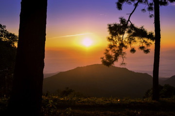 Beautiful sunrise in the mountain.