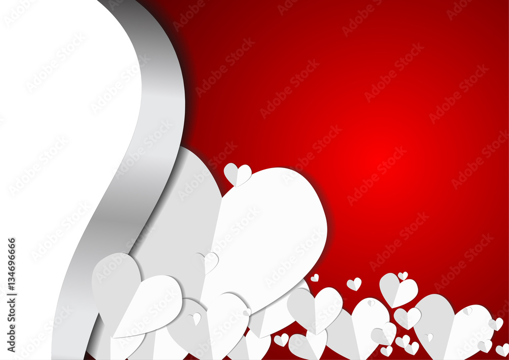 Aufkleber vector : paper hearts on red background with empty space for tex