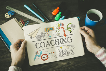 COACHING sketch on notebook