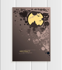 Brochure design business template nature element with abstract circles unusual landscape, decor on brown background