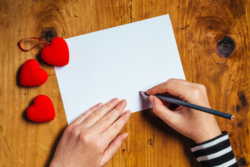 Woman writing love letter