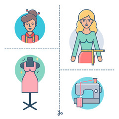 Tailoring and sewing services vector illustration