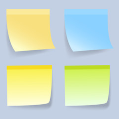 Coloured Sticky Notes on gray background. Vector illustration.