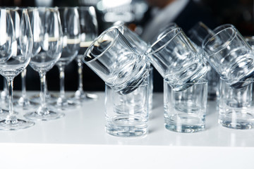 Glasses of whiskey on the table
