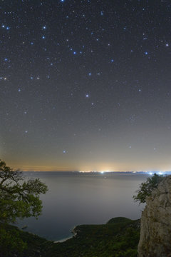 Starry skies above a beach on Cres island, Croatia.