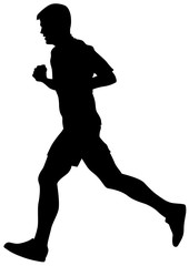 People athletes on running race on white background