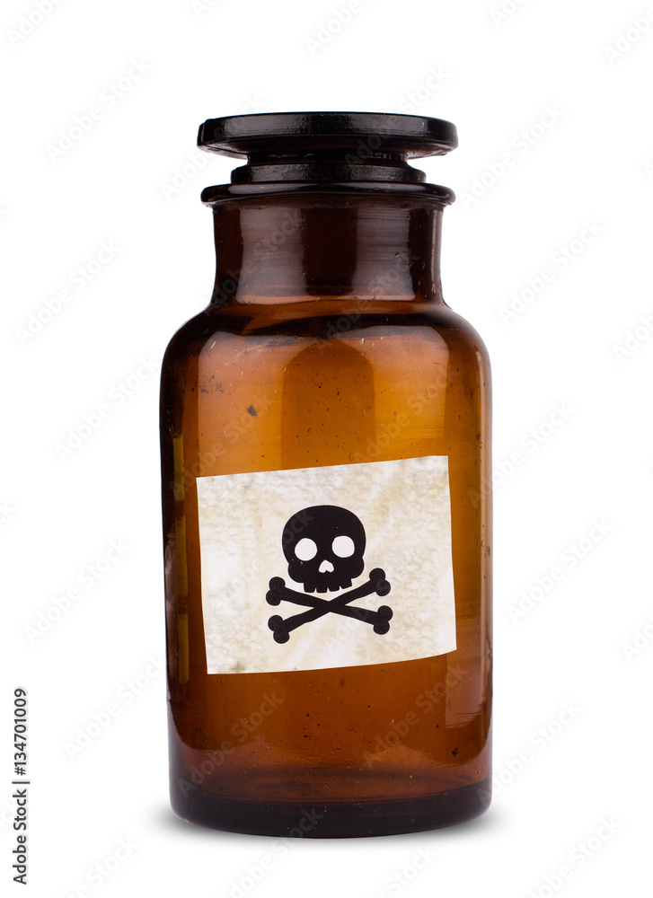 Wall mural poison bottle isolated on white