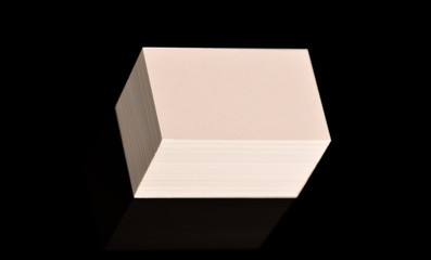 White Ivory Business Cards, flyer or banner Mock up. Blank empty template of paper cards  on black background.