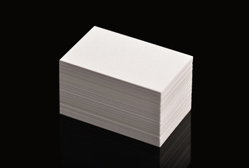 White Ivory Business Cards, flyer or banner Mockup. Blank empty template of paper cards  on black background.