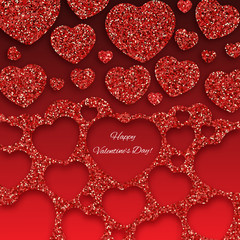 Festive background with heart made of glitters