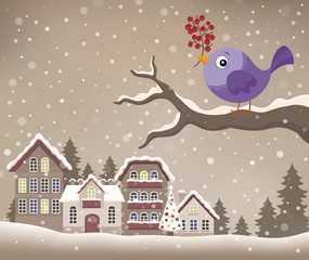 Fototapeta na wymiar Stylized winter bird theme image 1