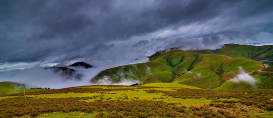 Great view of the alpine valley that glowing
