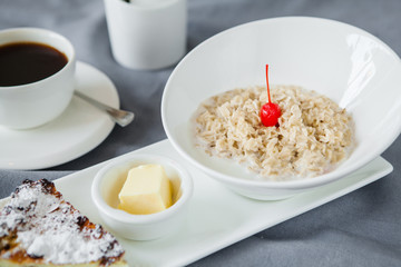 Oatmeal Breakfast and coffee