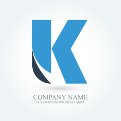 flat modern typography initial letter k, alphabet logo design for brand and company identity