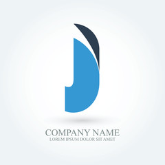 flat modern typography initial letter j, alphabet logo design for brand and company identity