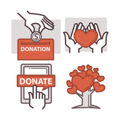 Donation and volunteer work icons