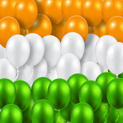 Indian Republic Day background with balloons national flag colors