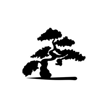 Vector silhouette of bonsai tree.