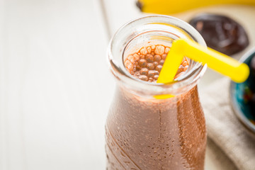 Chocolate Vegan Dairy-free Smoothie with Free Space for Your Text